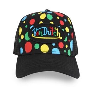 NWT VON DUTCH BLACK POLKA DOT TRUCKER